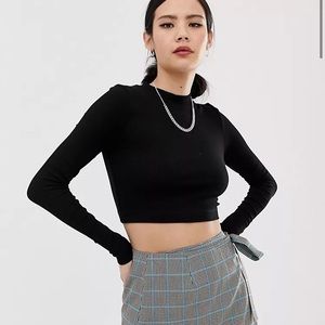 ASOS Collusion mock neck long sleeve crop top